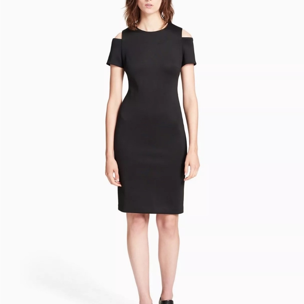Calvin Klein Black Cold Shoulder Midi Dress